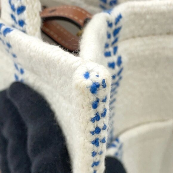 CELINE Small Cabas Thais Tote Bag Size Small Textile/Leather White/Blue 1991 - Picture 11 of 16